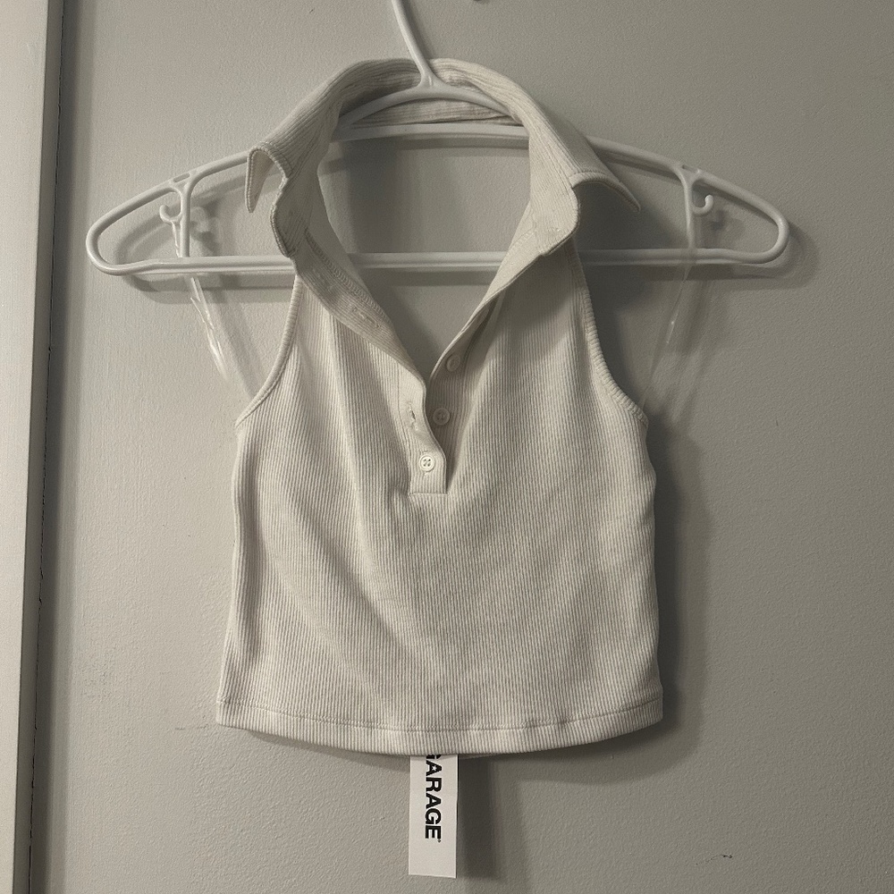 White halter crop top